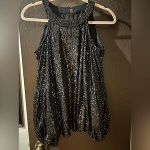 CeCe Shimmering Black Sequin Top
